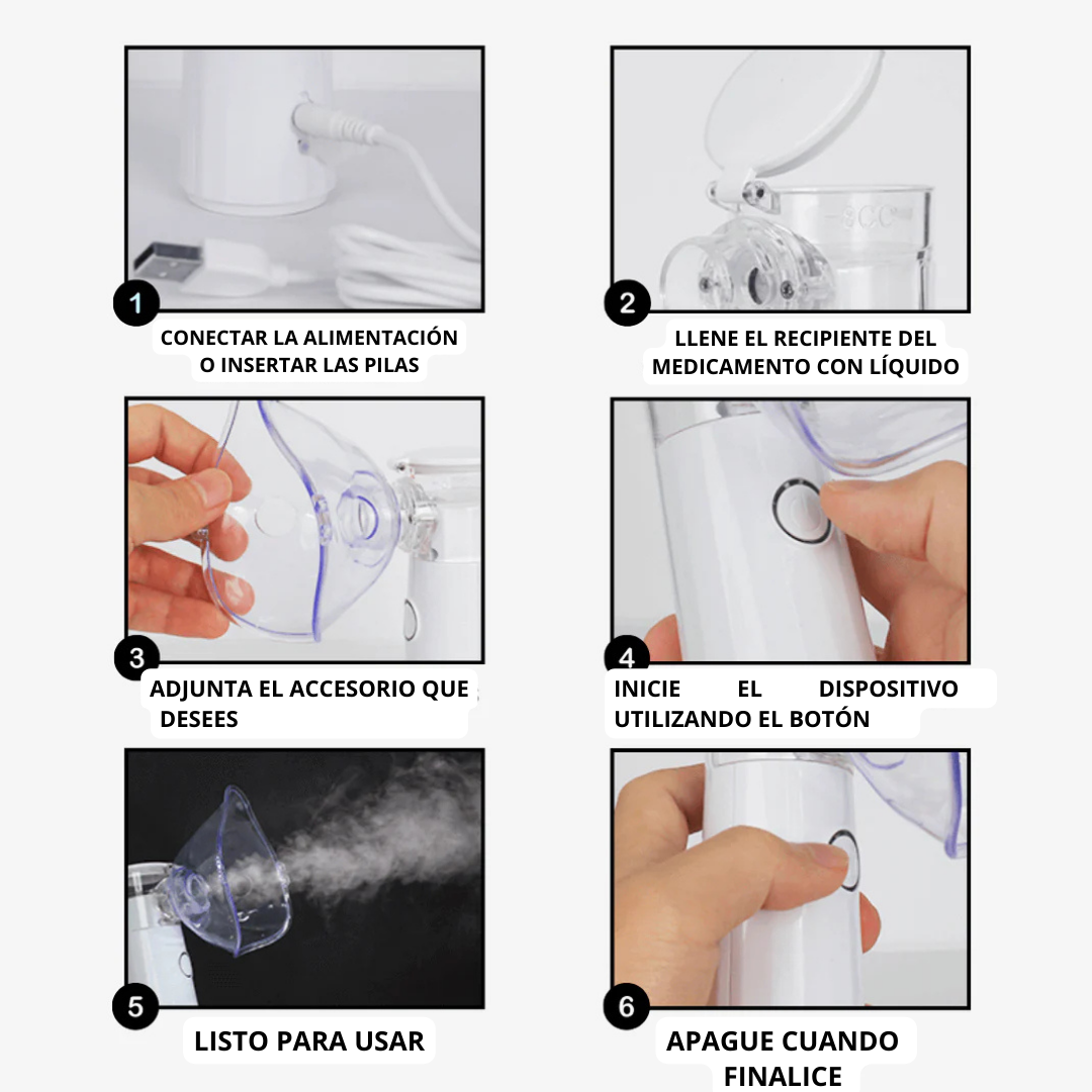 MyAirBud™ Nebulizador Portátil - Ideal para Viajes o Uso en Casa - ¡Haz tu pedido antes de la medianoche y recibe 2 MASCARILLAS GRATIS + una boquilla!