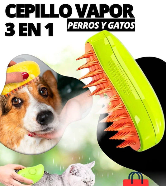 CEPILLO VAPORIZADOR PARA MASCOTAS 3 EN 1 + ENVÍO GRATIS 🎁